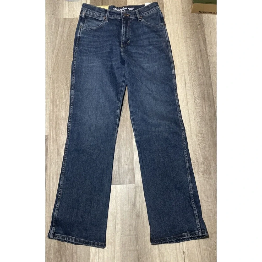Wrangler Retro Men's Slim Relaxed Bootcut Blue Denim Stretch Jeans - Size 20